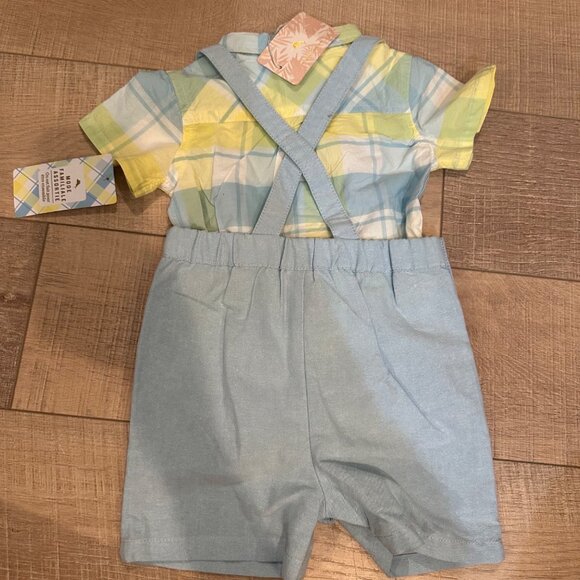 TOMMY BAHAHMA KIDS BOYS YELLOW AND BLUE OVERALL OUTFIT NEW 12-18 MONTH - Picture 3 of 8